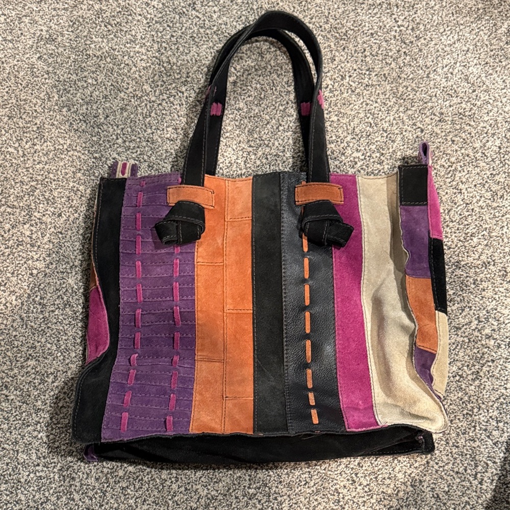 Multicolor Learher Patchwork Tote Bag - image 1